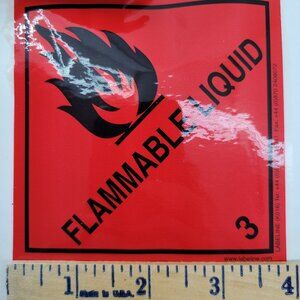 Flammable Liquid decal sticker 4" x 4" Vinyl Label New Old Stock